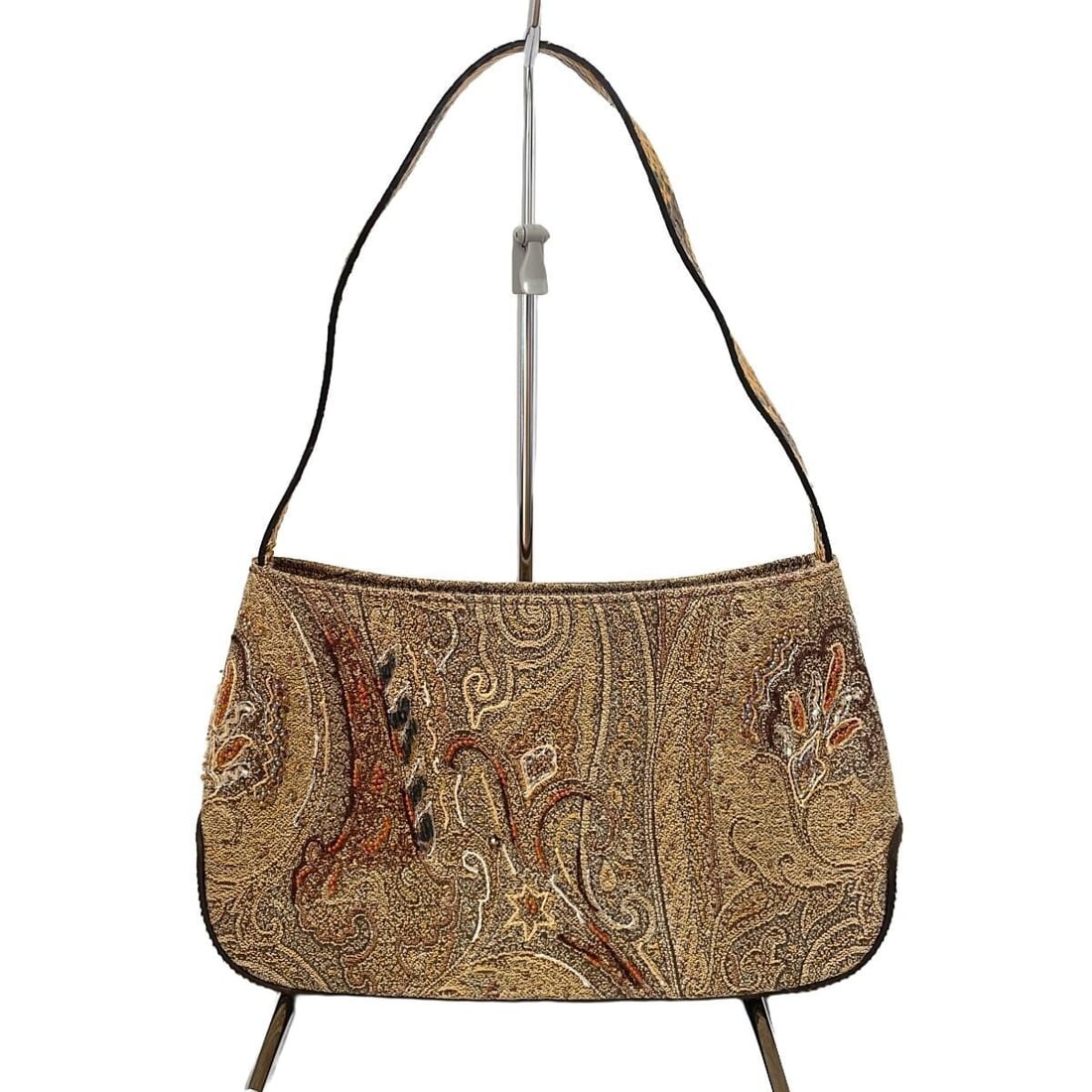 Auth ETRO - Cream Dark Brown: Auth ETRO - Cream Dark Brown Multi Canvas Unborn Calf Shoulder Bag Condition: Pre-owned Brand: ETRO Style: Shoulder Bag Exterior Color: Cream, Dark Brown, Multi Exterior Material: Canvas, Unborn Calf