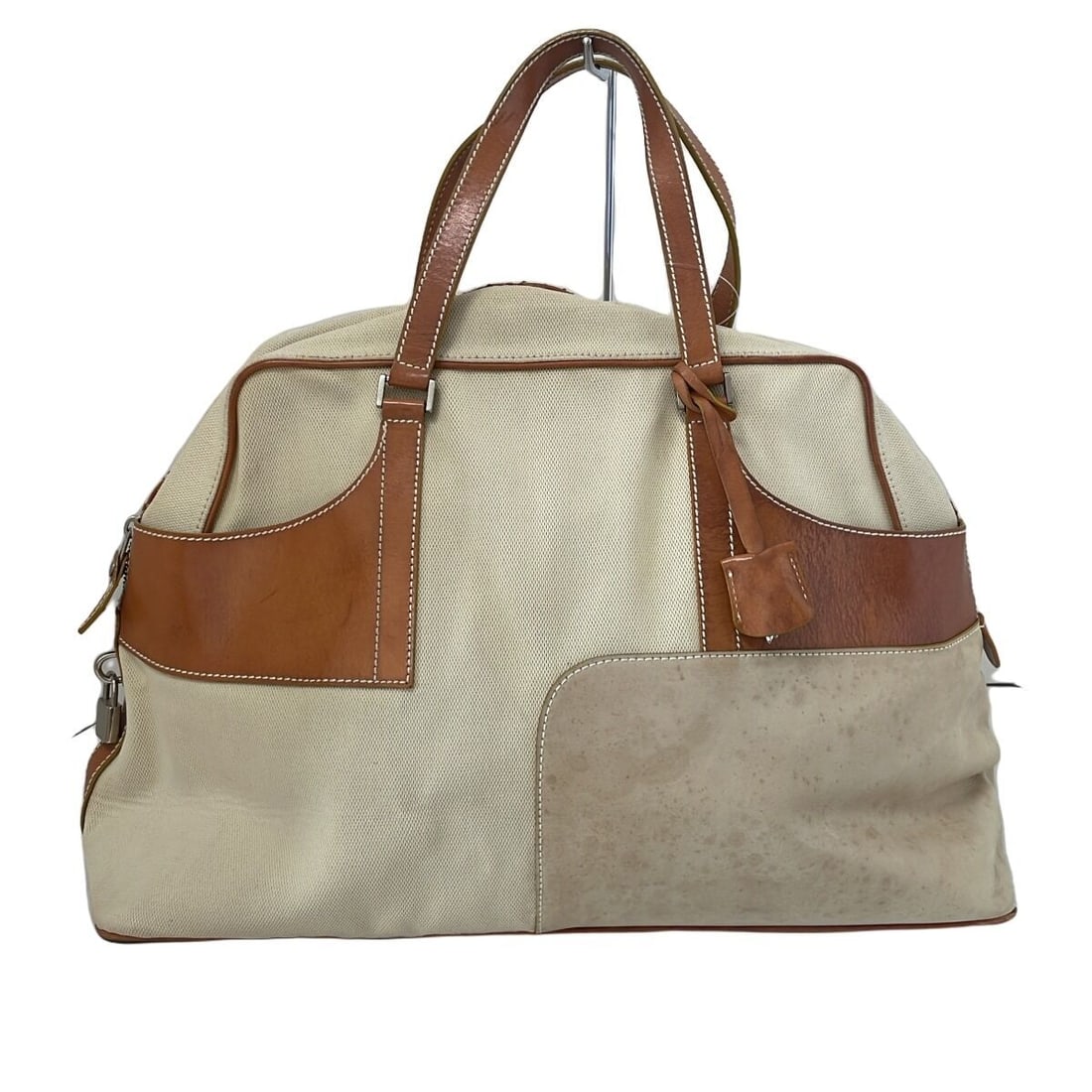 Auth ETRO - Cream Brown Nylon: Auth ETRO - Cream Brown Nylon Leather Handbag Condition: Pre-owned Brand: ETRO Style: Handbag Exterior Color: Cream, Brown Exterior Material: Nylon, Leather Accessories: Padlock (with key) Clochet