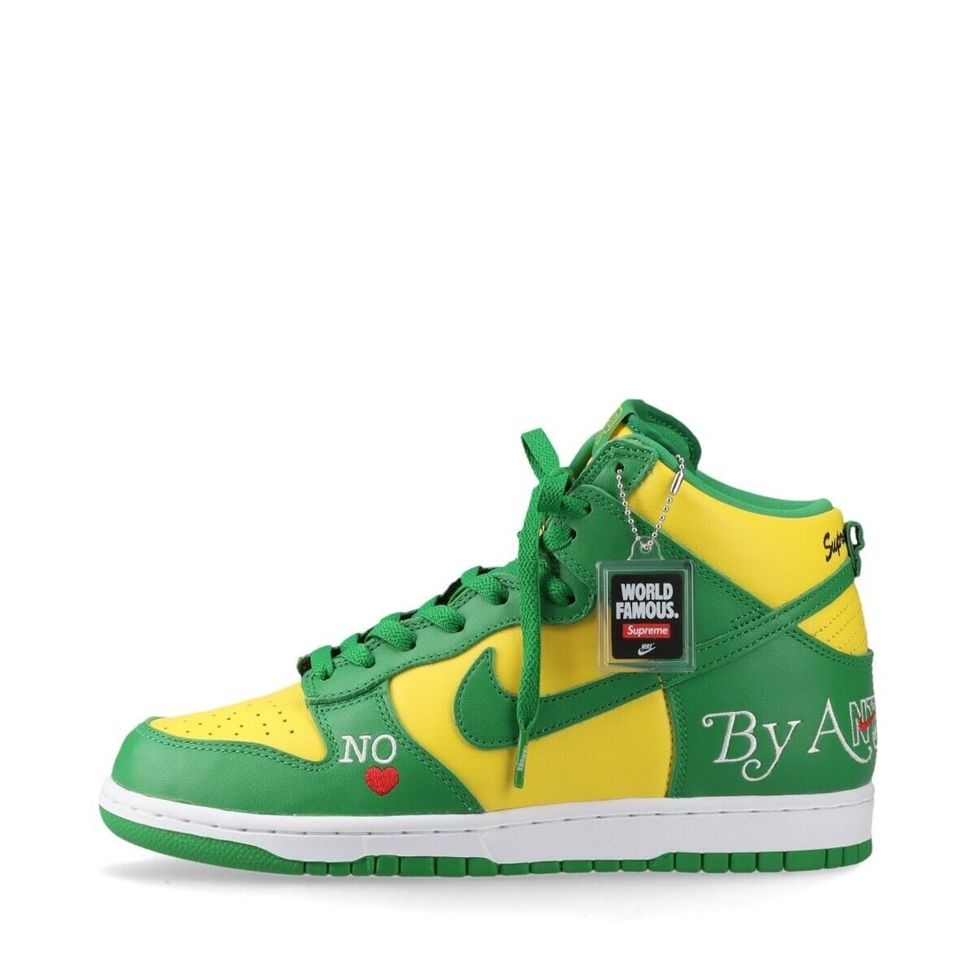 NIKE x Supreme Leather High-top 26.5cm: NIKE x Supreme Leather High-top 26.5cm Mens Yellow x green DUNK HIGH BY ANY MEA Condition: Pre-owned Important Notes: ?Very Good : Used with minor stains and/or scratches. A3398129? Style: Sneakers Up