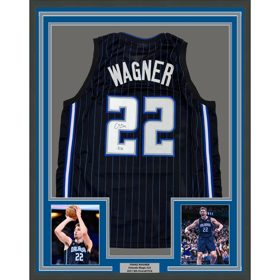 Maillot Basket Noir Franz Wagner Signé Orlando Magic - Beckett COA - Neuf