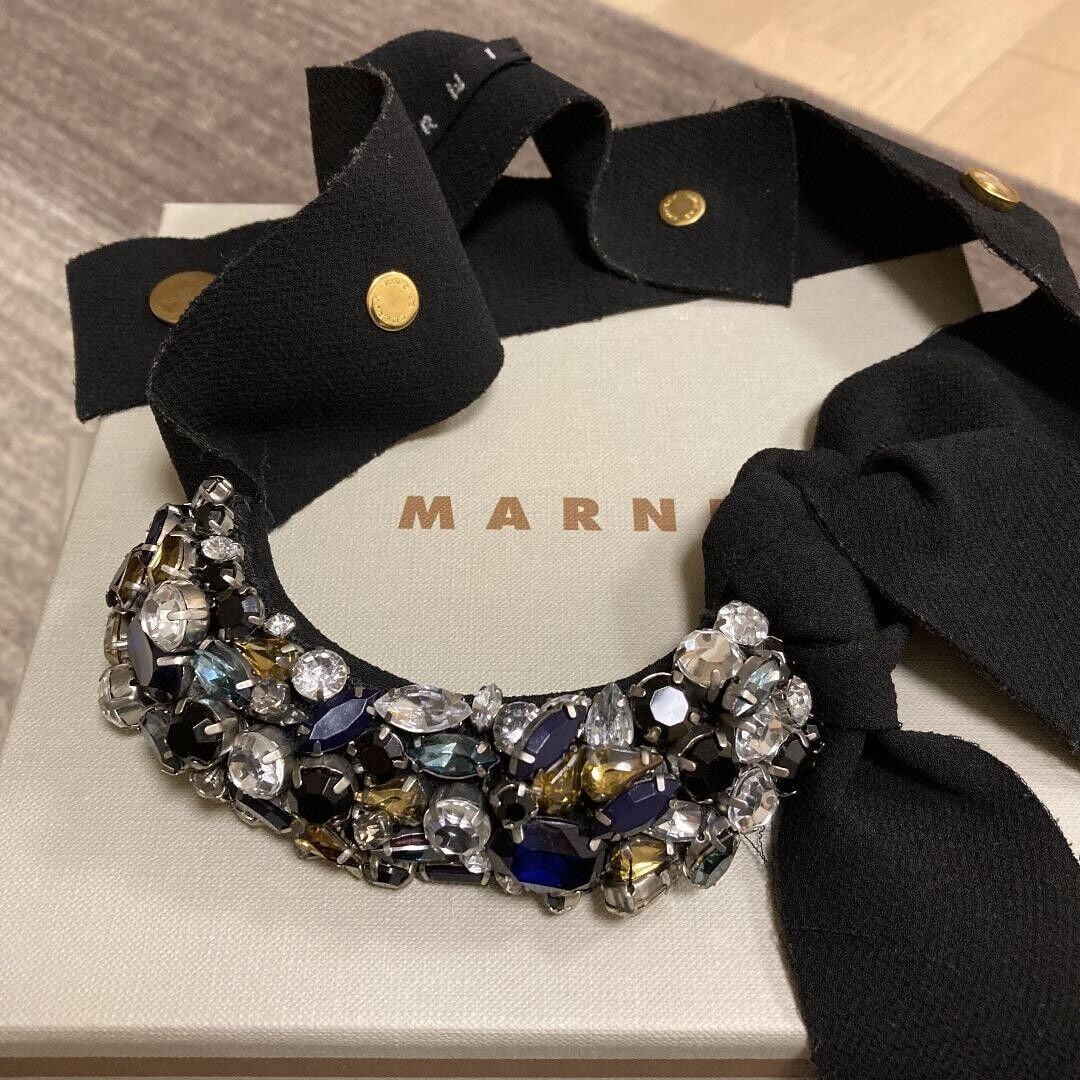 MARNI Black necklace accessory stone bijou (1 of 5)