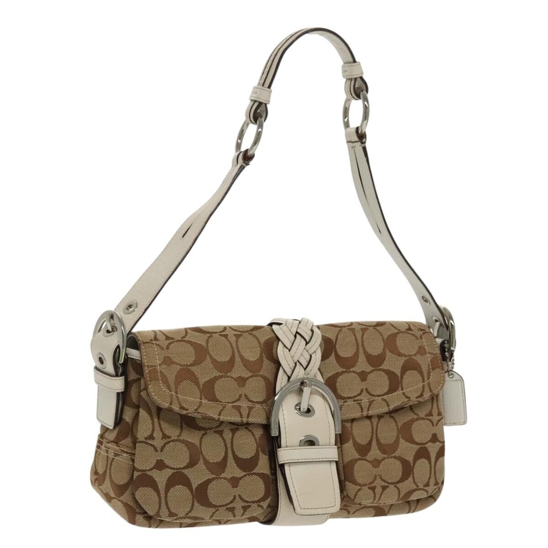 Coach Signature Shoulder Bag Canvas Beige (1 of 9)