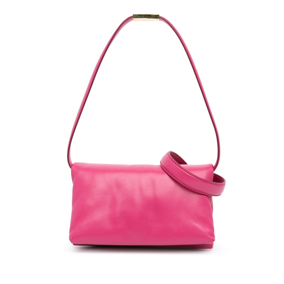 Authenticated Marni Small Prisma Crossbody Pink: Authenticated Marni Small Prisma Crossbody Pink Hot Calf Leather Bag Condition: Pre-owned Brand: Marni Features: Dust Bag, Box Exterior Color: Pink,Hot Pink Exterior Material: Leather, Calf Dimens