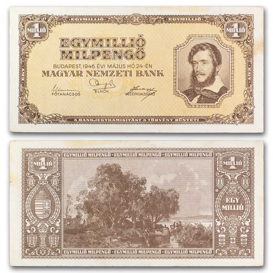 1946 Hungary 1 Million Milpengo Banknote (1 of 3)