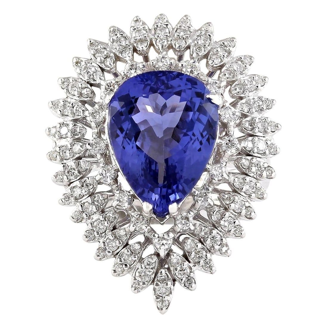 Dazzling Natural Tanzanite Diamond Ring In 14K White Gold (1 of 4)
