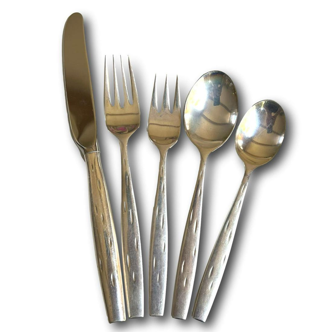 85 Piece Wallace Sterling Silver Mid Century Modern Flatware Set (1 of 7)