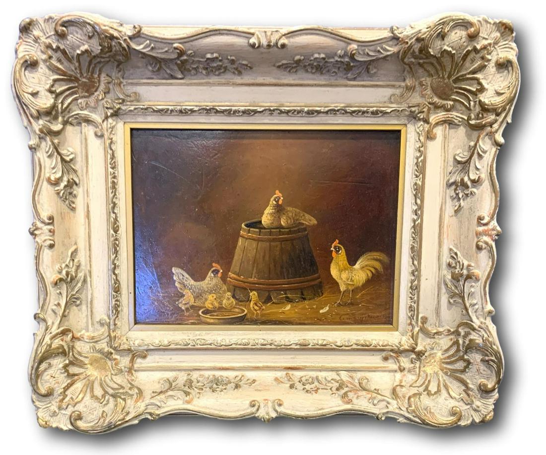 Fine Art Painting of Hen with Baby Chicks (1 of 8)