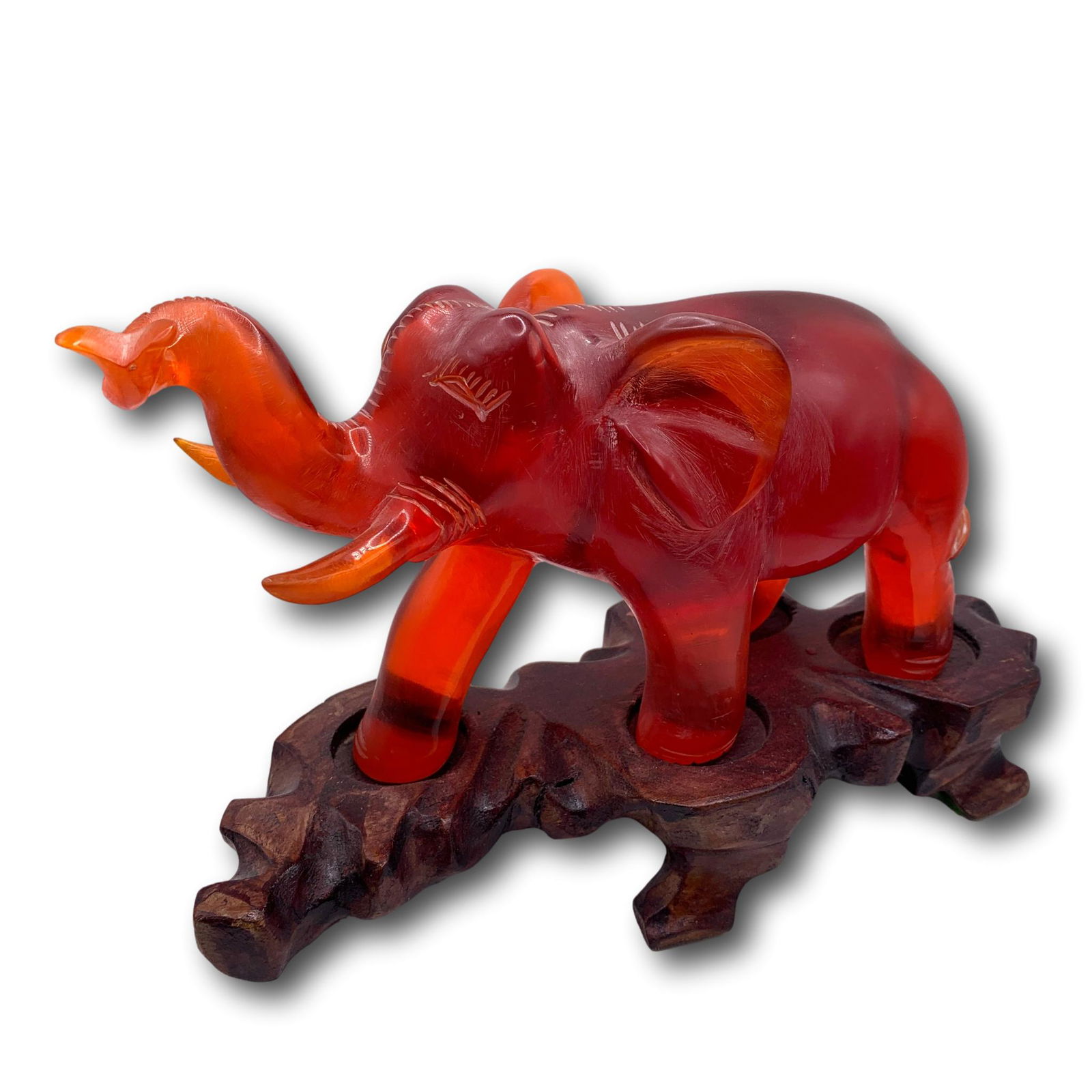 Vintage Chinese Amber Colored Resin Elephant Carving (1 of 6)