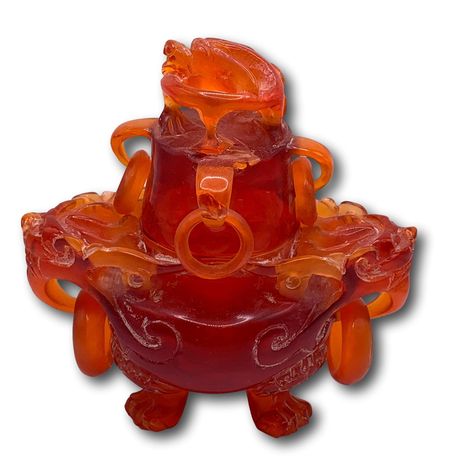 Vintage Chinese Amber Colored Resin Carved Koro Vessel (1 of 11)