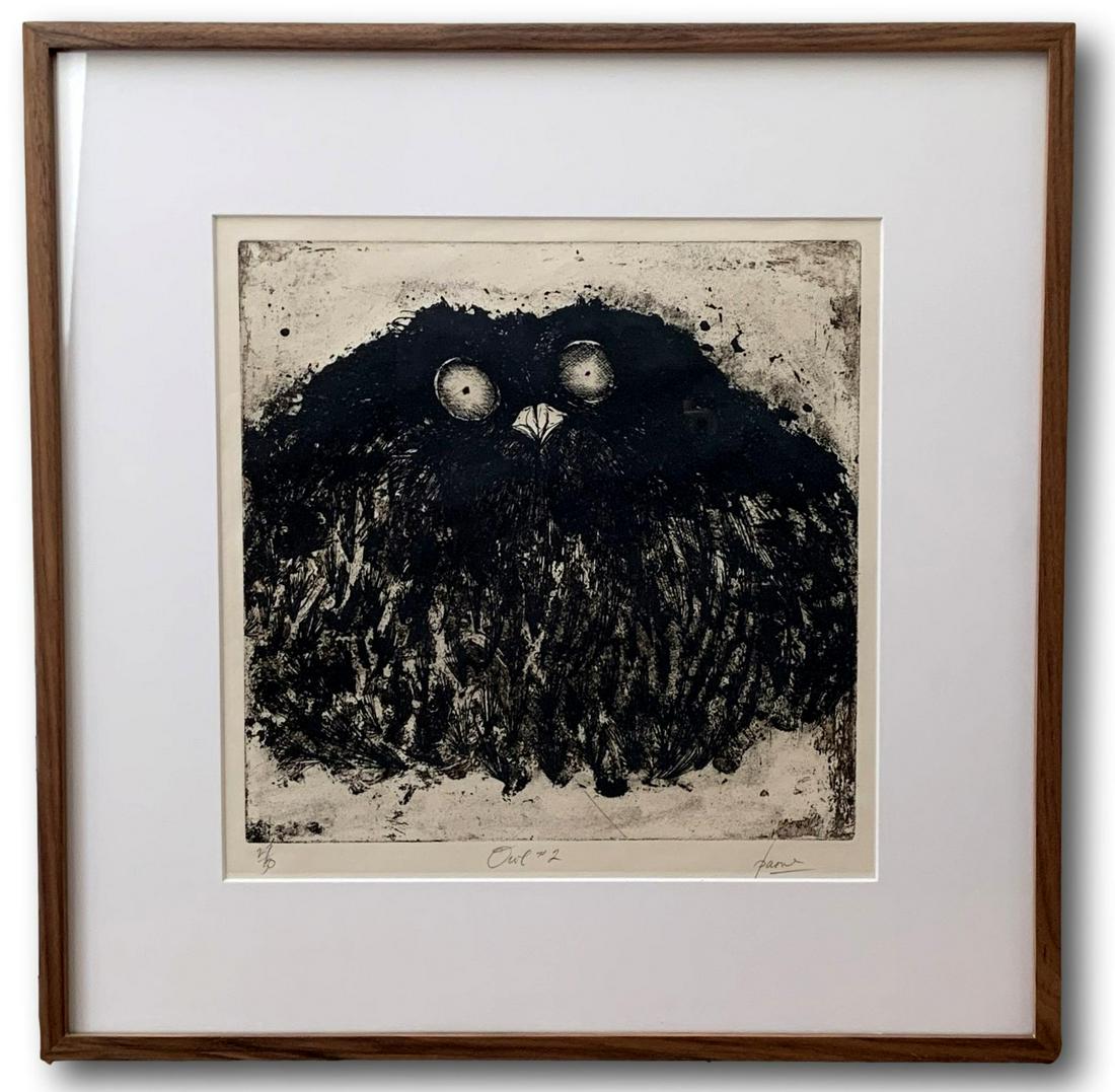 PETER PAONE (American, B. 1936) Mid Century Etching Entitled "Owl #2" (1 of 9)