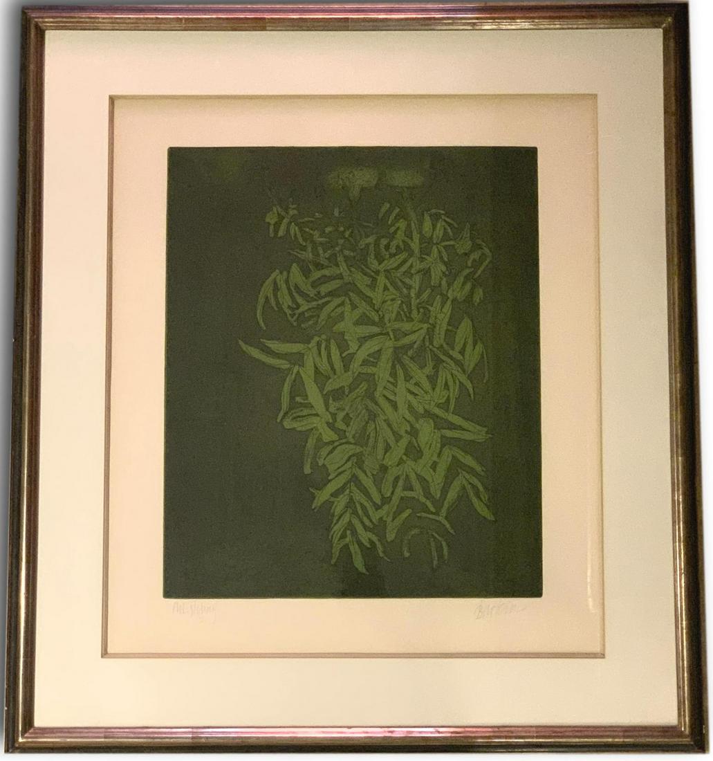 LEONARD BASKIN (American, 1922-2000) Green Foliage Lithograph Artists Proof, Signed (1 of 8)