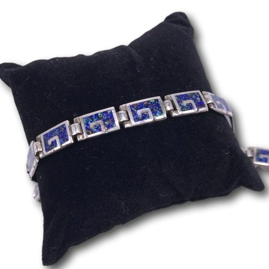 Vintage Margot de Taxco Confetti Blue Enamel Sterling Silver Bracelet (1 of 6)