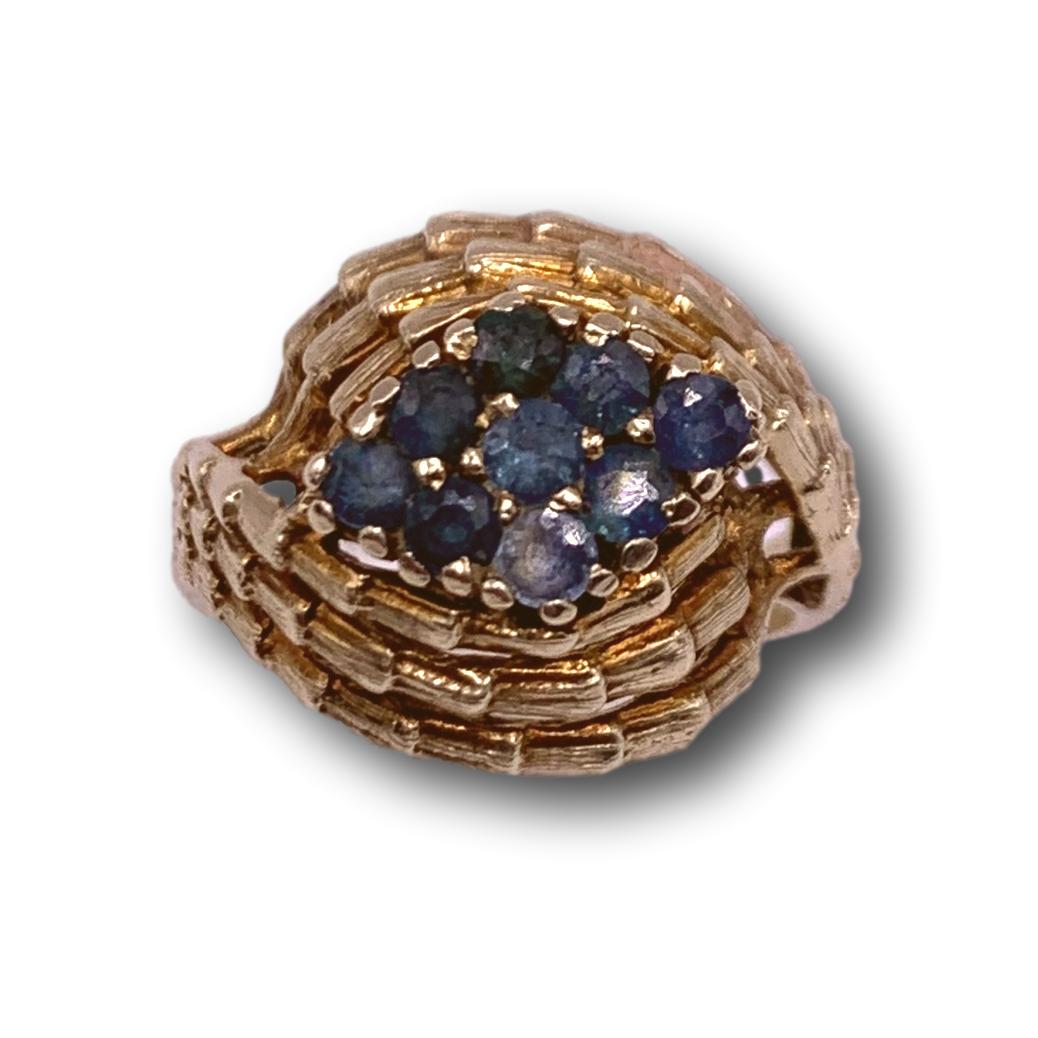 14K Gold and Blue Stone Ring - Size 7 (1 of 6)