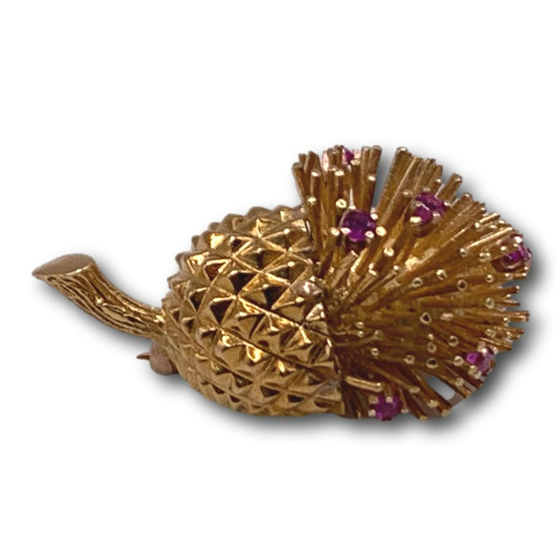 Vintage 18K Gold and Ruby Acorn Pin Brooch (1 of 5)