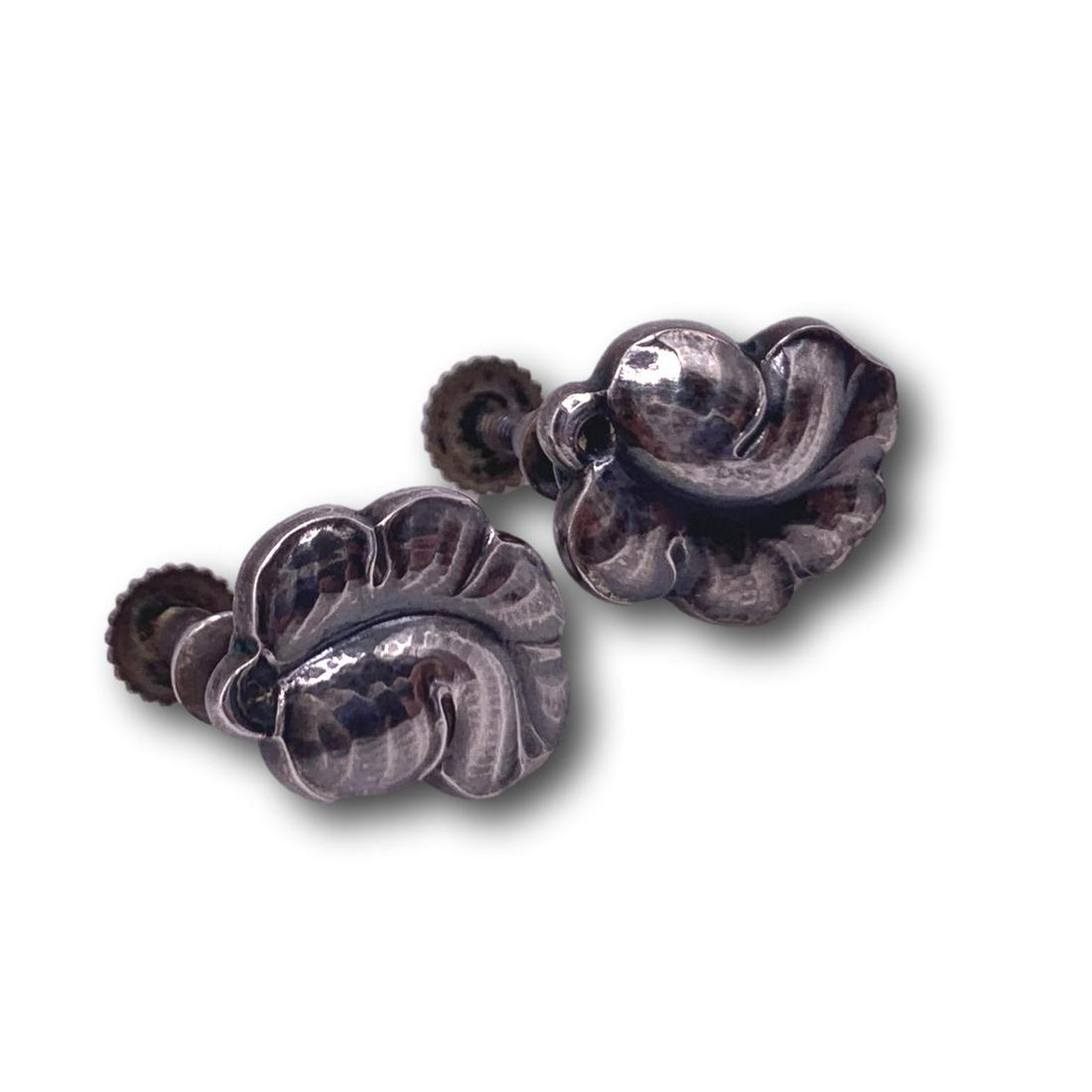 Vintage Georg Jensen Denmark Sterling Silver Earrings Marked 50B (1 of 4)