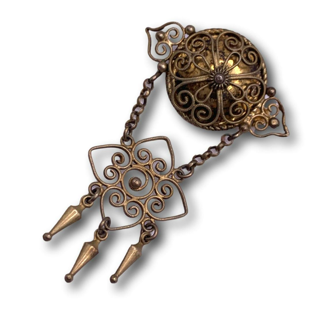 Vintage Marius Hammer 830 Silver Gold Washed Norwegian Silver Solje Brooch. (1 of 5)