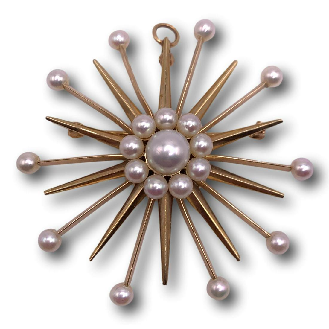 Mid Century 14K Gold Atomic Starburst Pin Pendant (1 of 3)