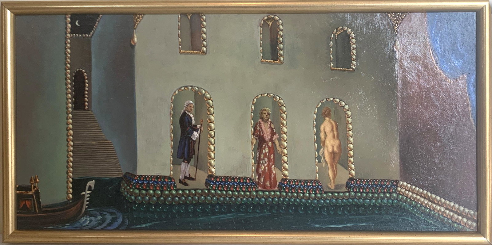 Surrealist Venetian Style Oil on Canvas Signed J. F. Flynn (1 of 6)