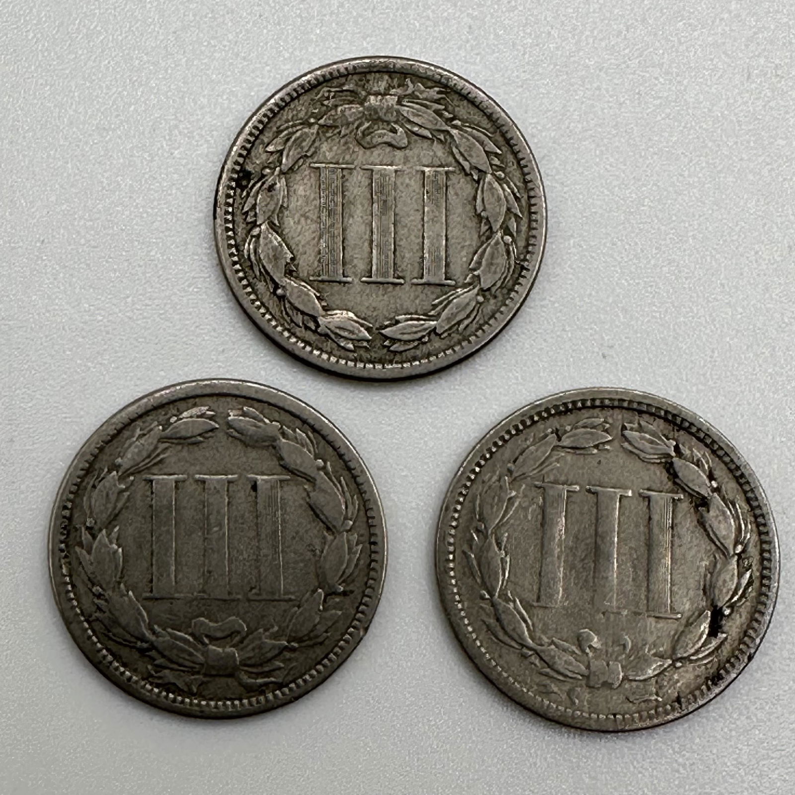 Lot of 3 - Three Cent Nickels 1866, 1867, 1868 (1 of 2)