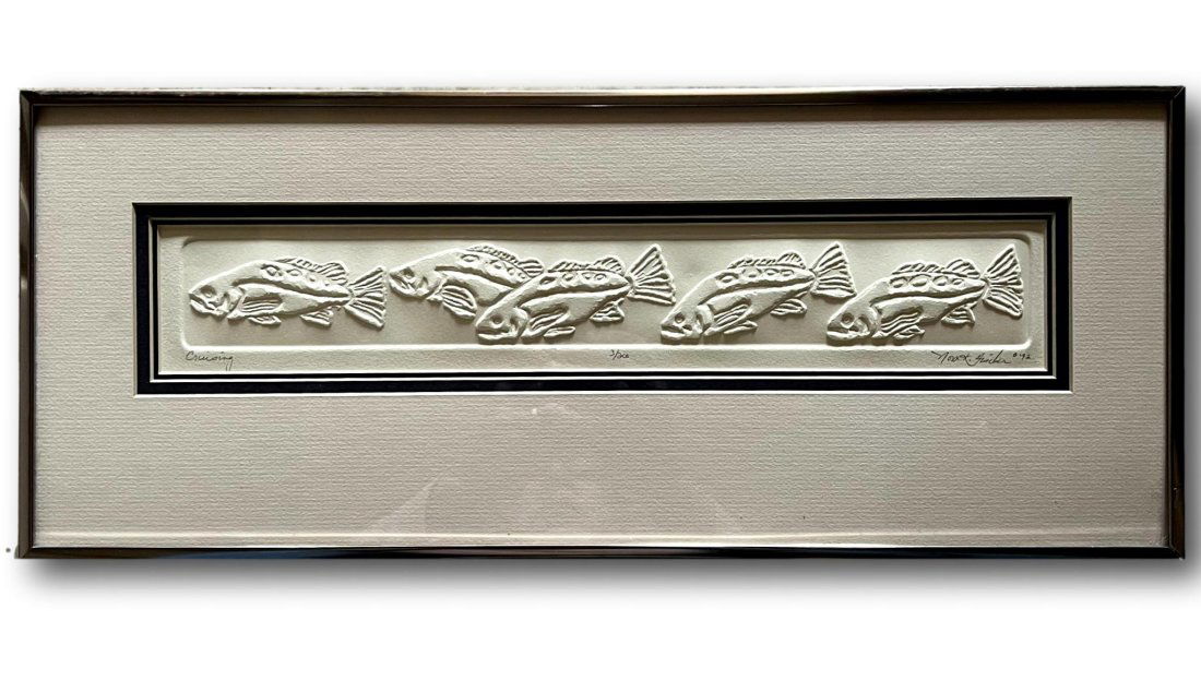 Nora K. Fisher 1992 Signed Embossed Fish Art (1 of 8)