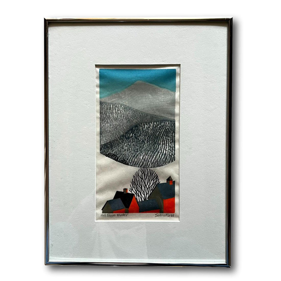 Sabra Field Original Signed Woodblock Print - Hill Farm Winter (1 of 4)