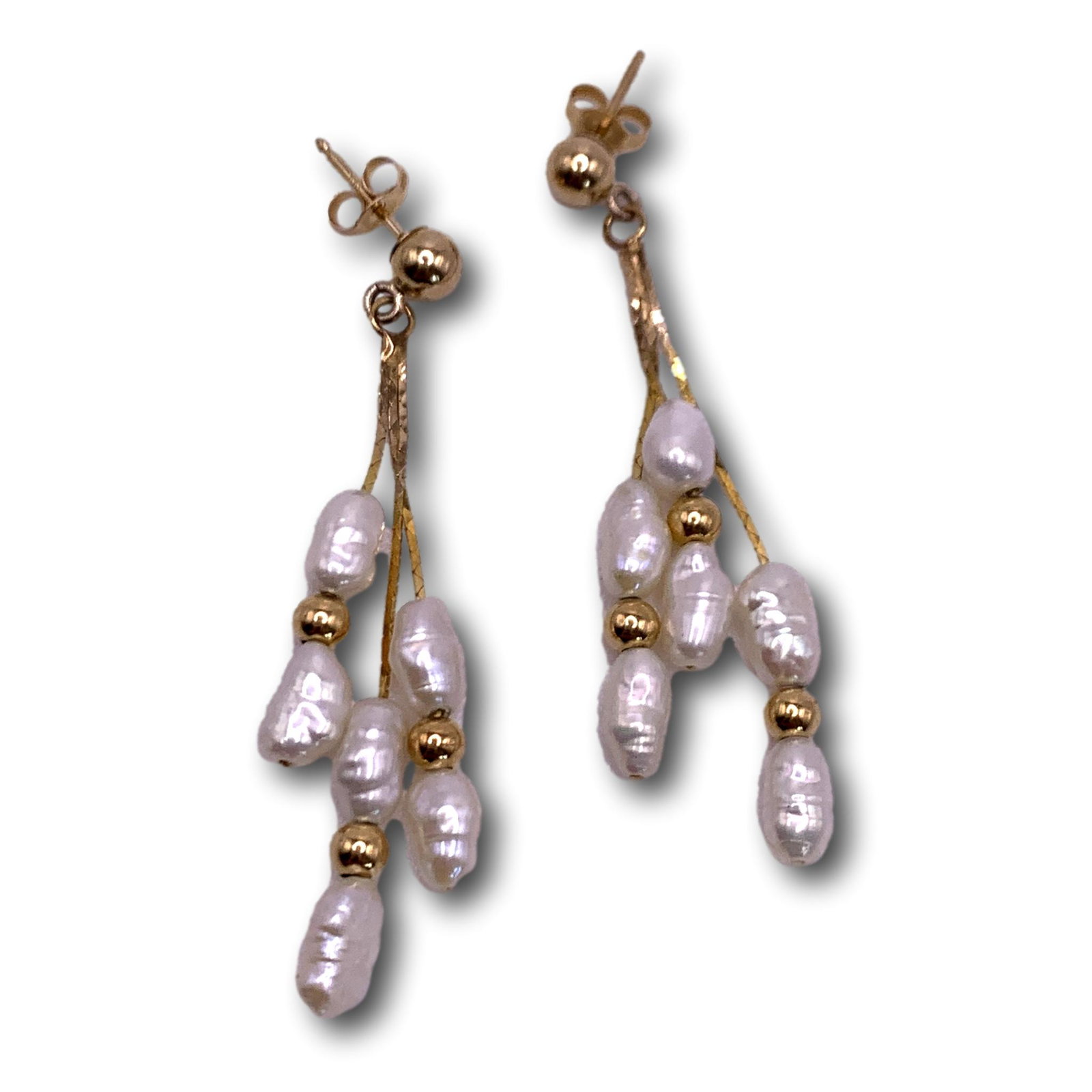 14K Gold & Seed Pearl Earrings: 14K Gold & Seed Pearl Earrings. Local pickup available in Glenview, IL. FRAMED ART WILL ONLY BE SHIPPED THROUGH LIVEAUCTIONEERS "LIVESHIPPING" SERVICE OR SELF-ARRANGED. Jewelry and small items can be 