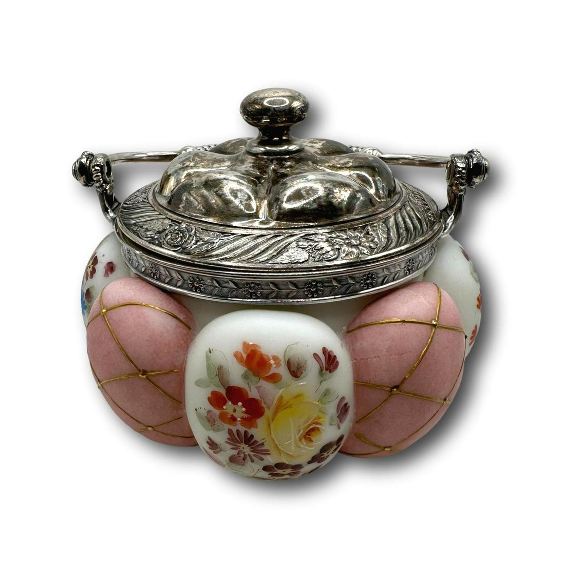 Silverplate Antique Satin Glass Crown Milano Sweet Meat Basket (1 of 10)