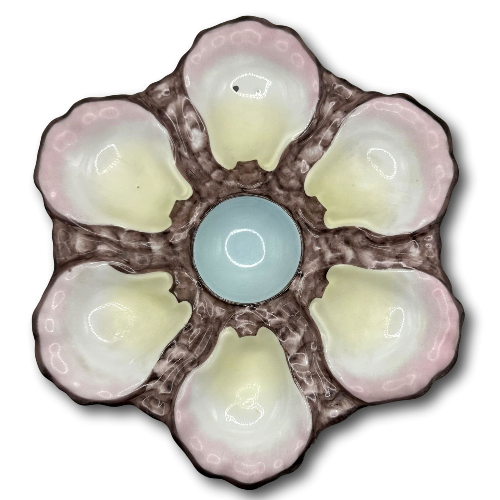 Pair of Antique Oyster Plates 9" Diameter (1 of 8)