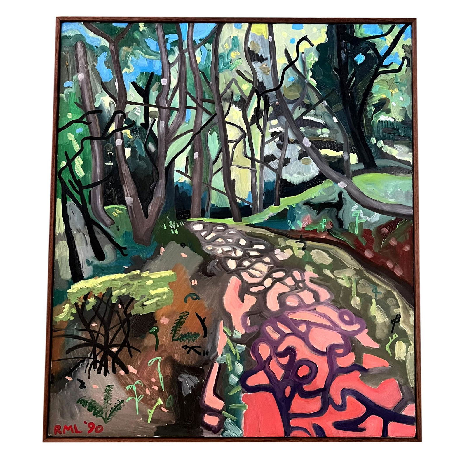 Abstract Landscape Oil on Canvas Signed RML '90 (1 of 9)