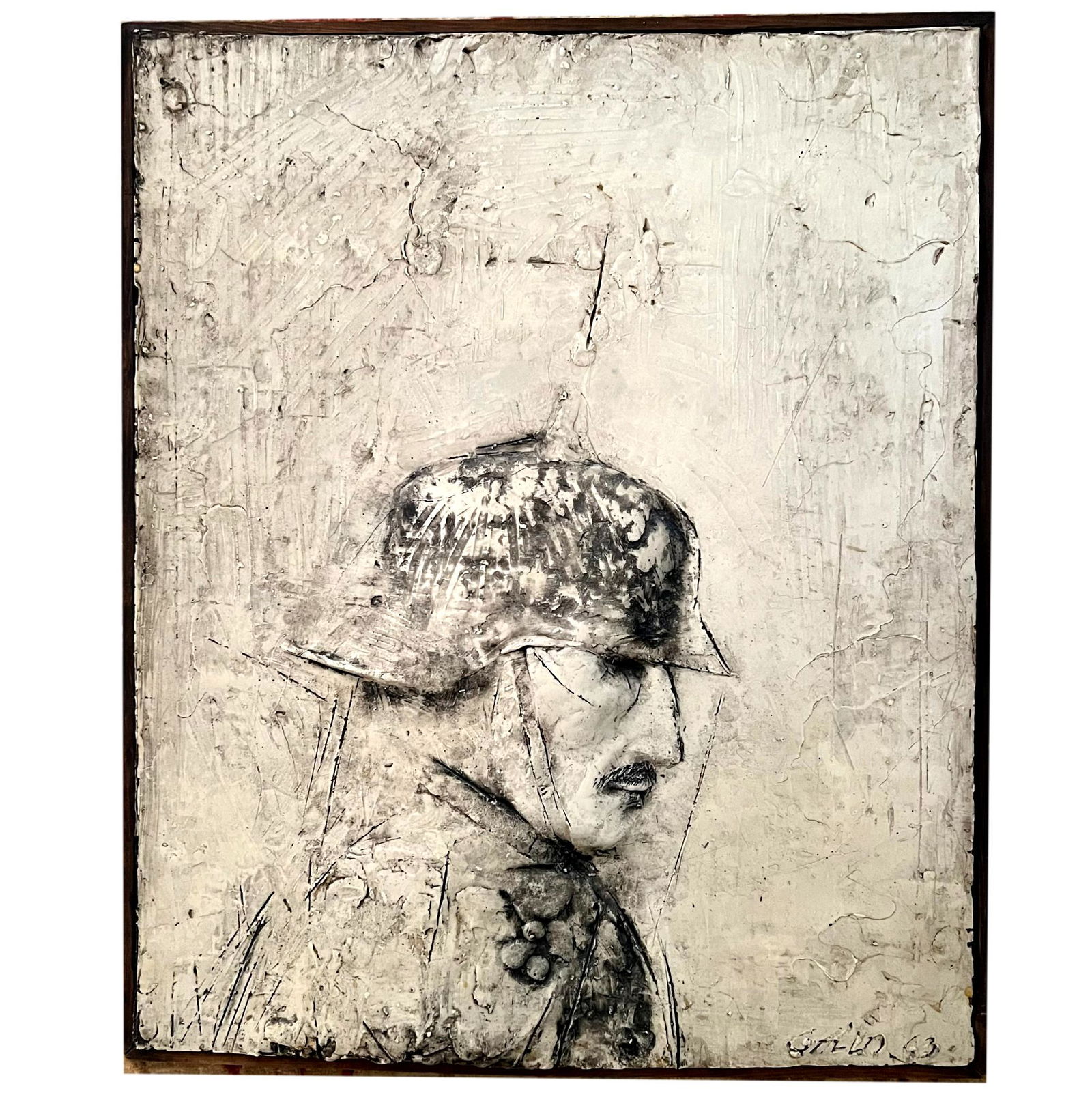 Frank Gallo Mid Century Relief Sculpture on Board: A 1963 relief sculpture on board by Frank Gallo. Measures 29 1/2" x 24 1/2". See photos for condition detail. All measurements are approximate. PICKUP AND SHIPPING Local pickup is available in Glenvie