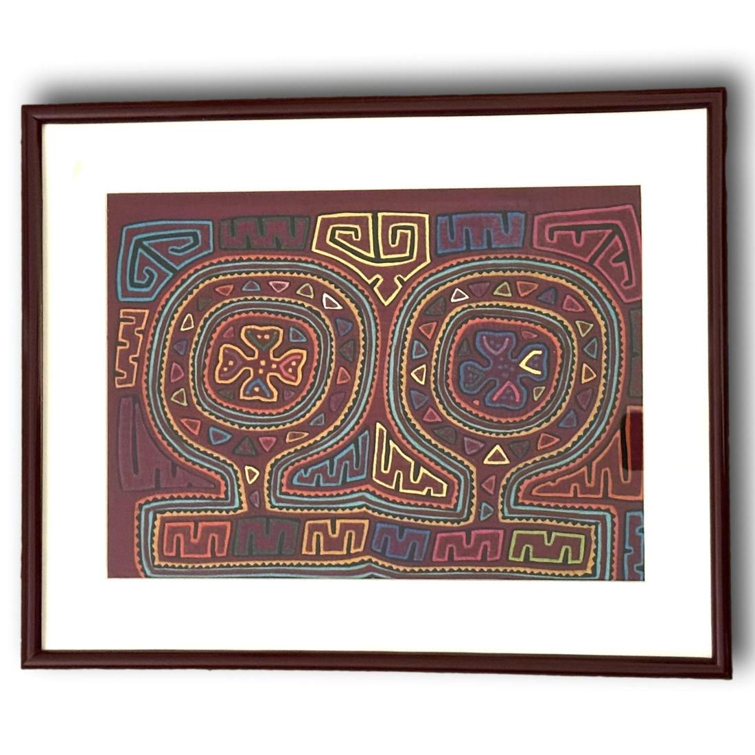 Folk Art Textile: Measures 17" x 21 1/2". See photos for condition details. All measurements are approximate. PICKUP AND SHIPPING Local pickup is available in Glenview, IL. The address will be provided on your invoice 