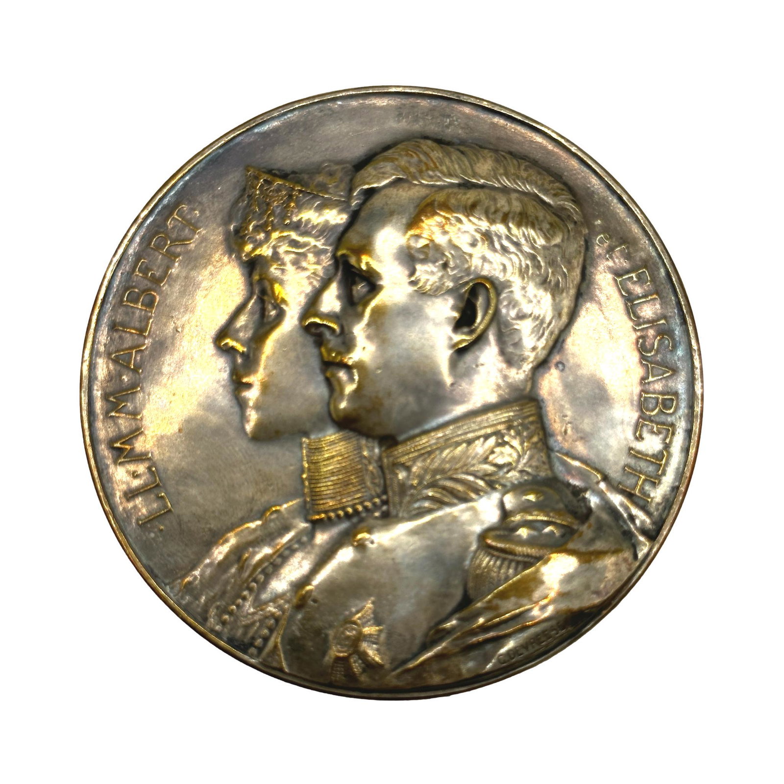 1914 Belgian King Albert & Queen Elisabeth Medal: See photos for condition details. All measurements are approximate. PICKUP AND SHIPPING Local pickup is available in Glenview, IL. The address will be provided on your invoice at checkout. IN-HOUSE SH