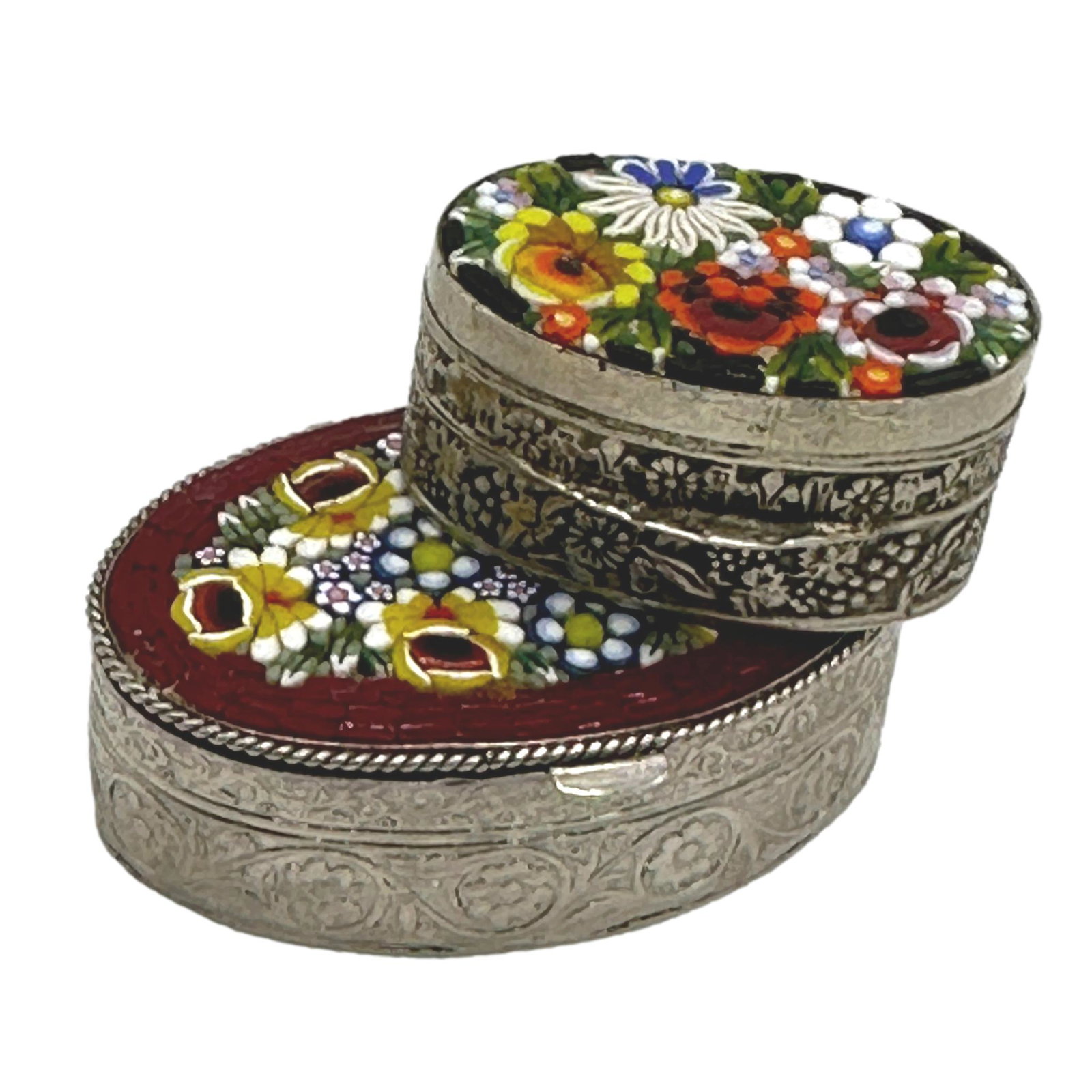 Pair of Micromosaic Millefiori Trinket Boxes (1 of 7)
