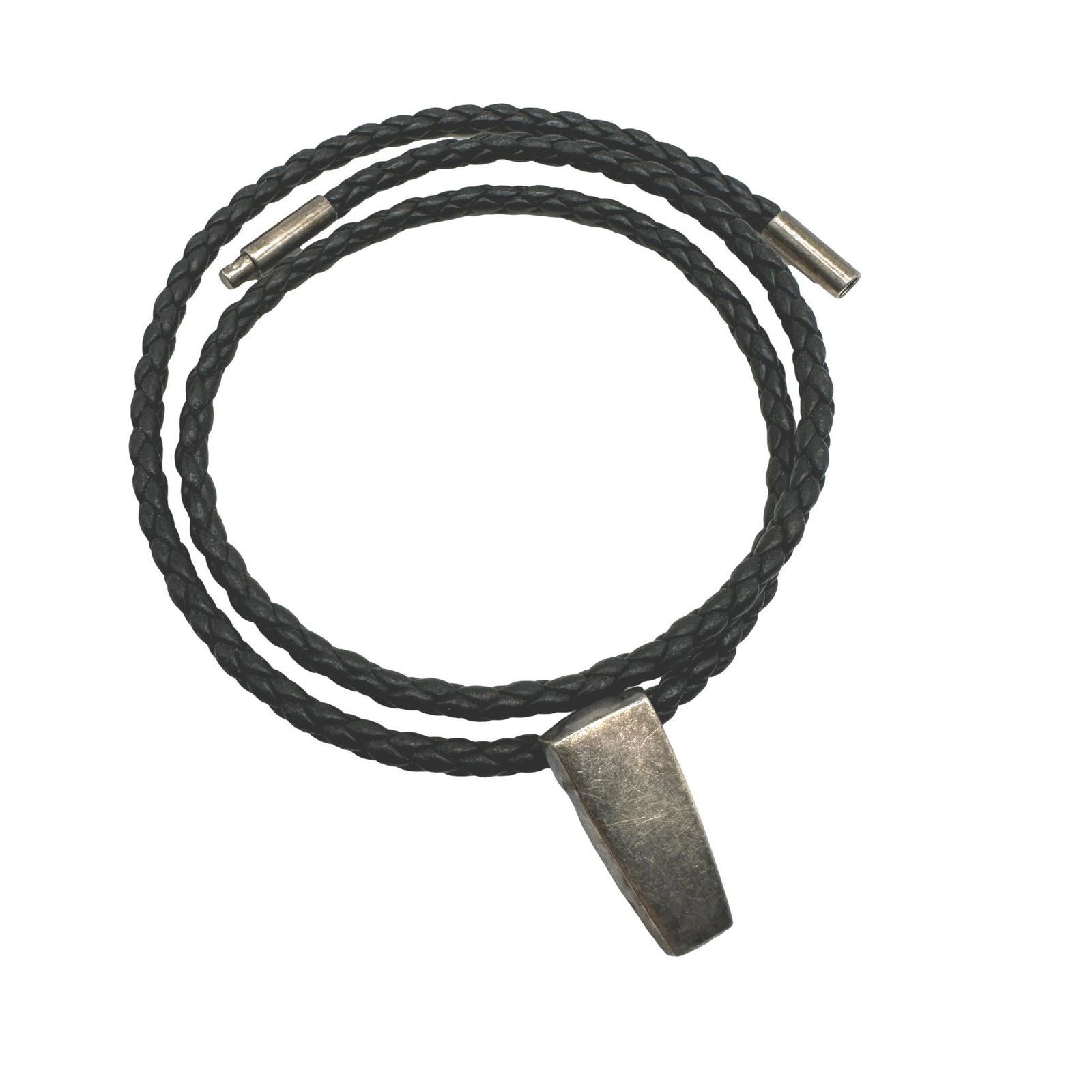 Georg Jensen Sterling Silver & Braided Leather Choker: Braided necklace measures 18" from end to end. See photos for condition details. All measurements are approximate. PICKUP AND SHIPPING Local pickup is available in Glenview, IL. The address will be pr