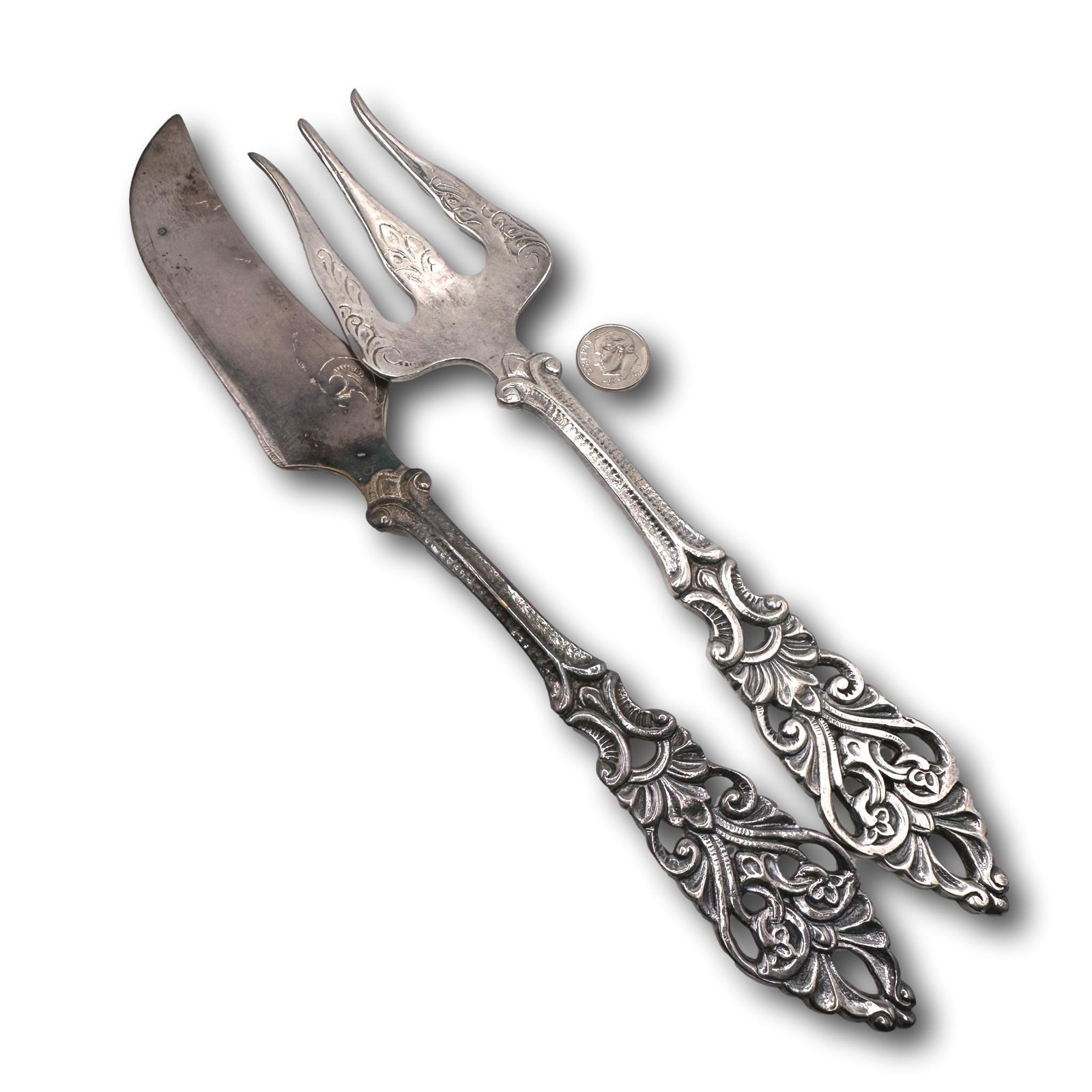 Antique Norwegian Silver Serving Knife & Fork (1 of 6)