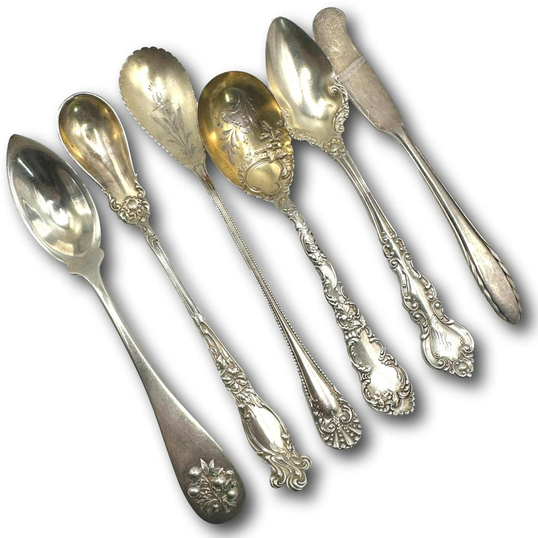 Pair of Sterling Silver Horseradish Serving Spoons, Grapefruit Spoons & More (1 of 9)