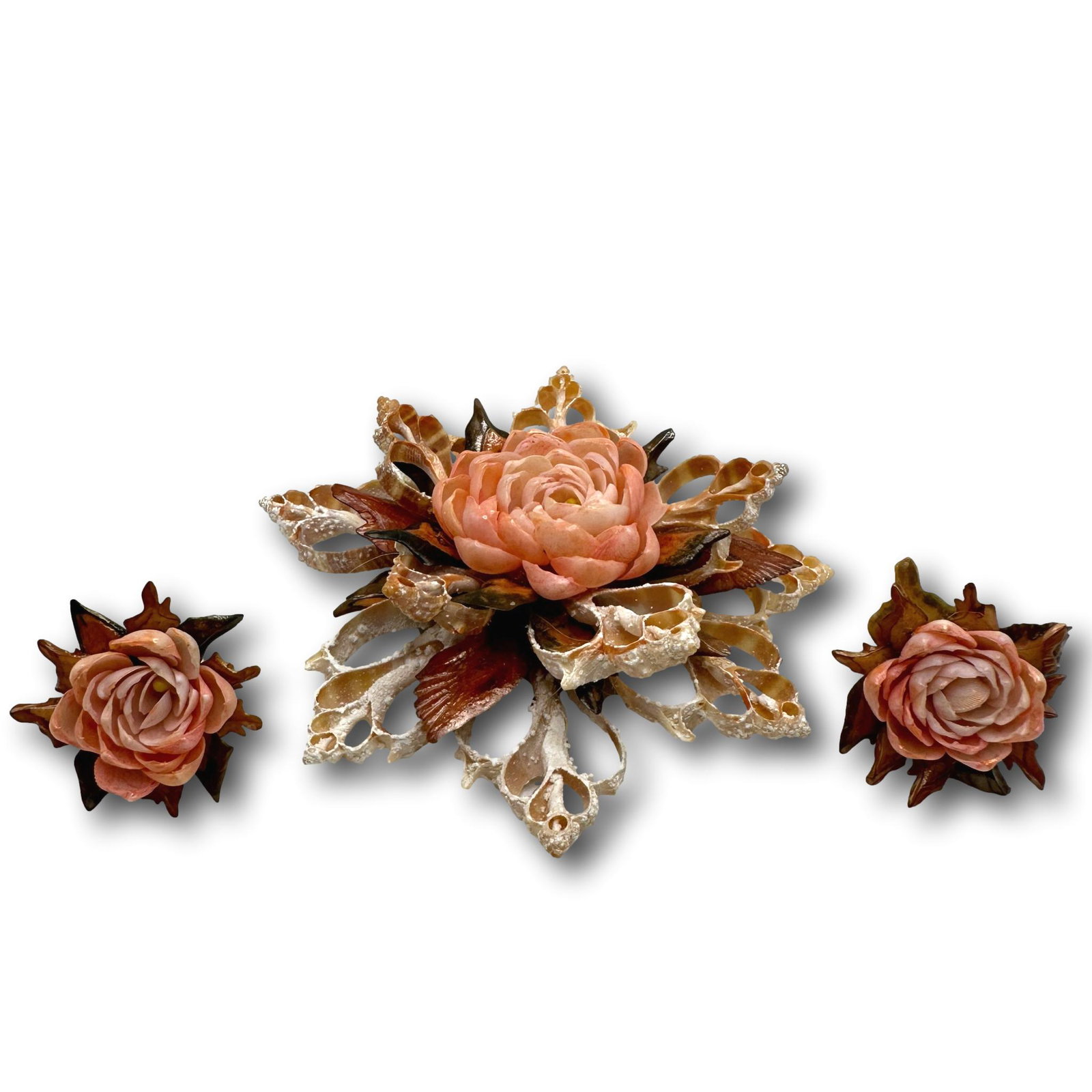 Vintage Seashell Art Brooch & Earrings (1 of 3)
