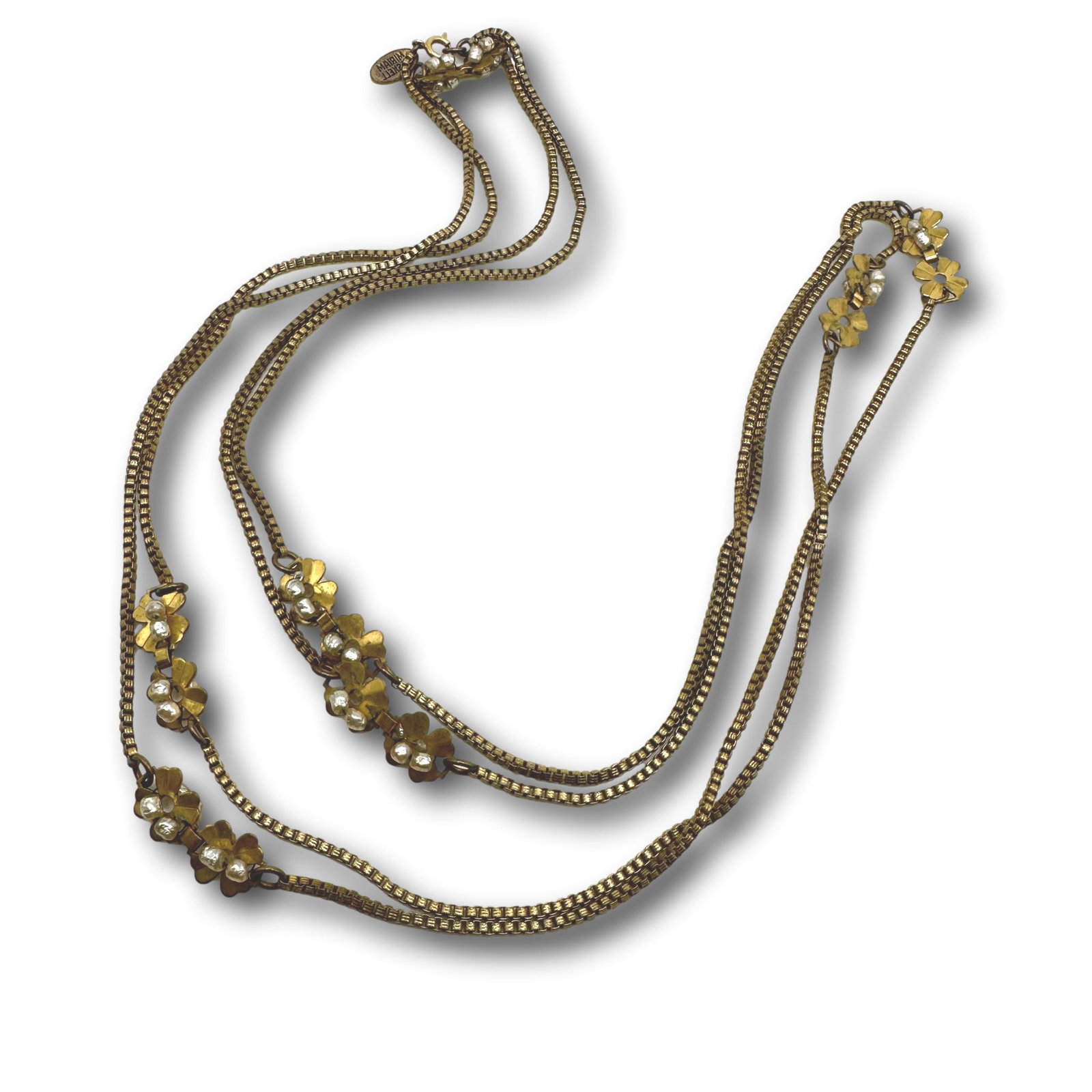 Miriam Haskell Vintage Extra Long 64" Flower Chain Necklace (1 of 4)
