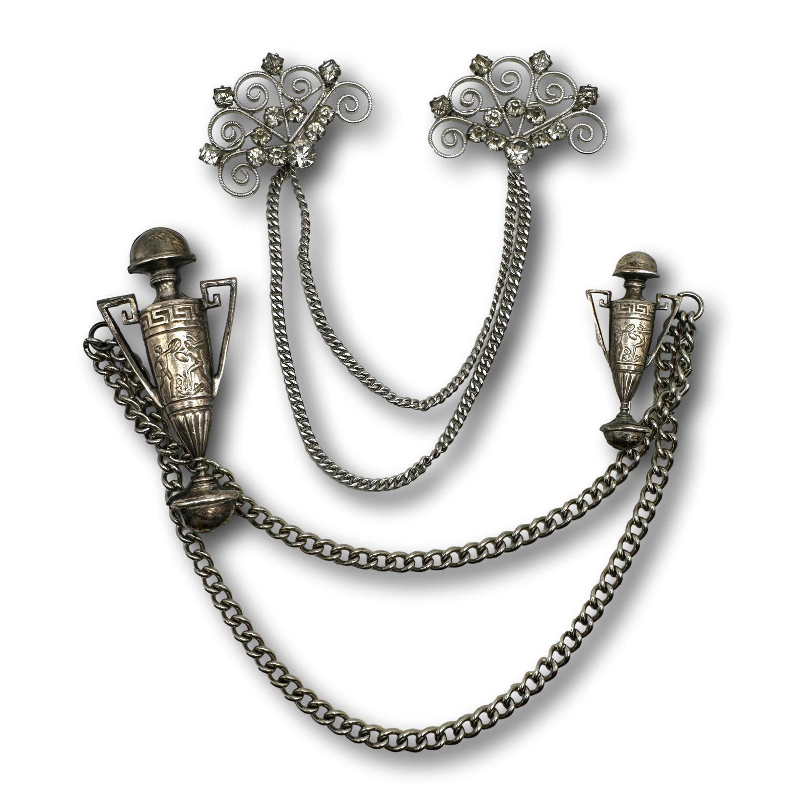 Pair of Vintage Sweater Cardigan Pins Clips: PICKUP AND SHIPPING Local pickup is available in Glenview, IL by appointment. The address will be provided on your invoice at checkout. In-House shipping is available for this lot at a flat rate via U