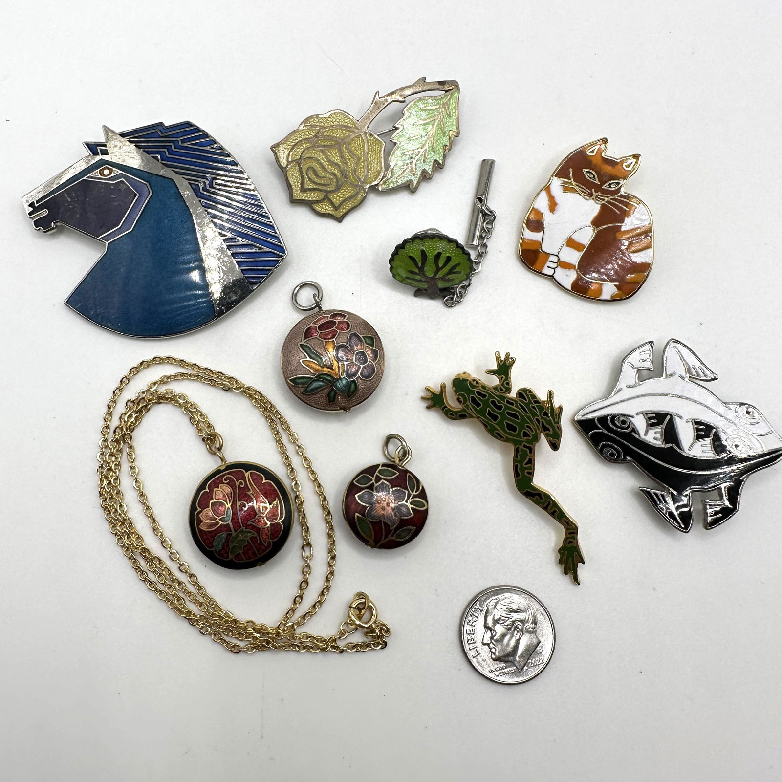 Enamel Jewelry Assortment Including Burch, Sterling Silver, and Signed Pieces (1 of 7)