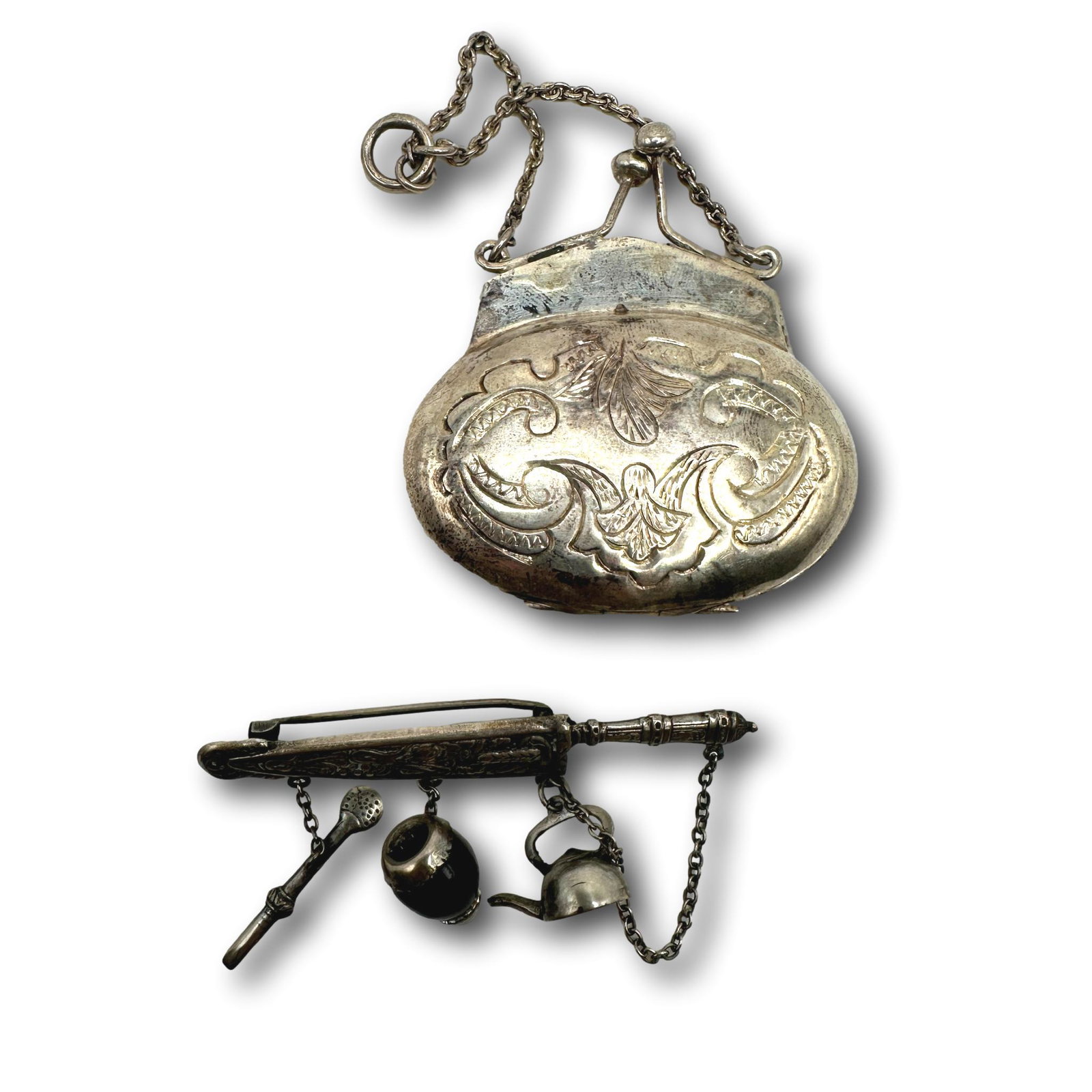 Sterling Silver Miniature Purse Knife & Scabbard Pin (1 of 7)