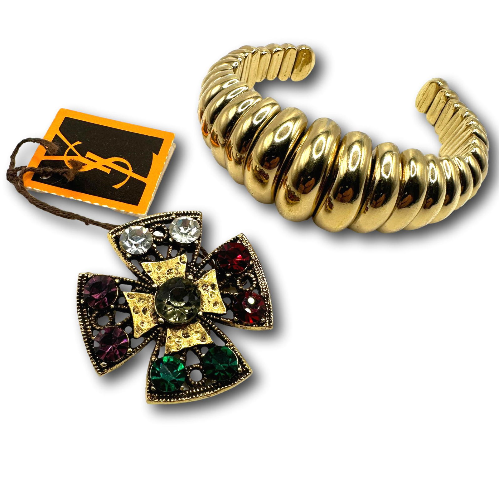 Vintage YSL Made in France Bracelet and Pin Brooch (1 of 7)