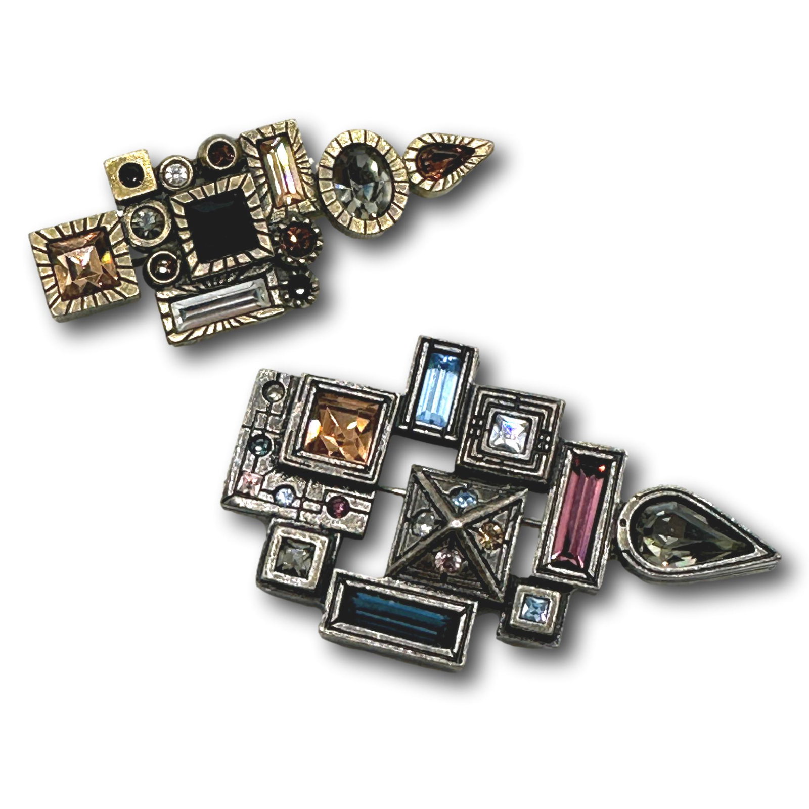 Pair of Patricia Locke Pins Brooches: PICKUP AND SHIPPING Local pickup is available in Glenview, IL by appointment. The address will be provided on your invoice at checkout. In-House shipping is available for this lot at a flat rate via U
