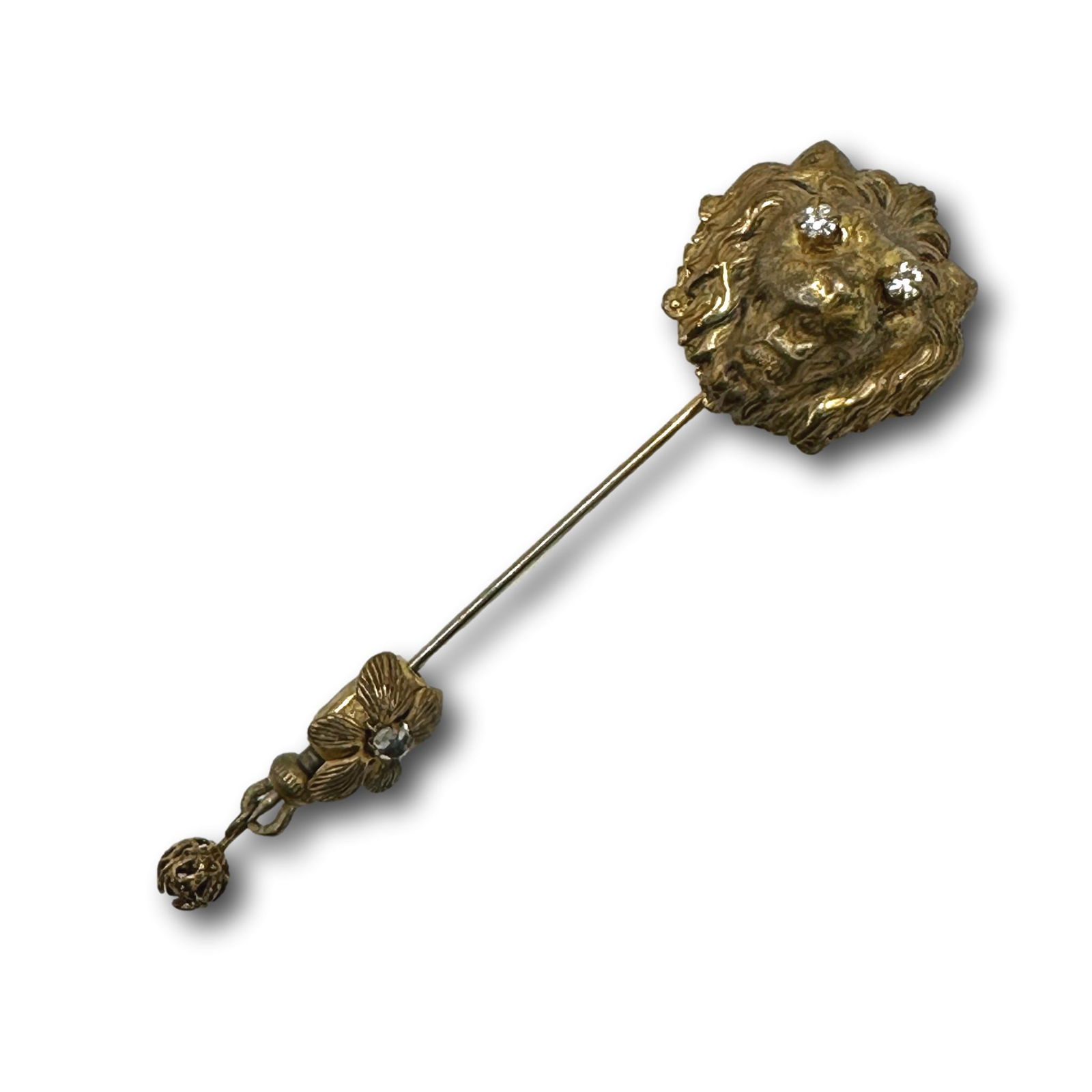 Miriam Haskell Lion Stick Pin with Rhinestone Eyes (1 of 6)