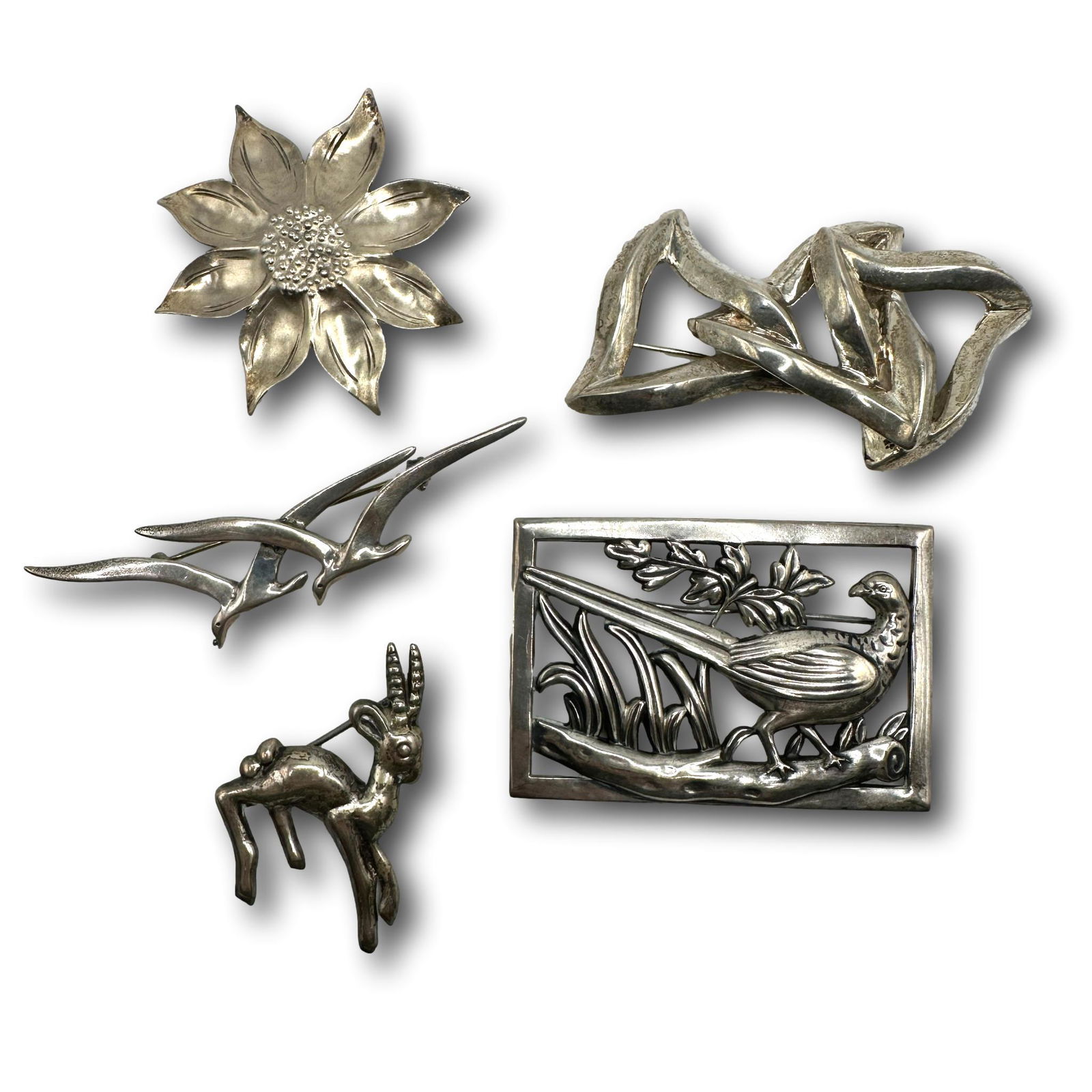 Sterling Silver Coro and Cummings Brooches with Others: Not all pieces are marked. See photos for marked jewelry. PICKUP AND SHIPPING Local pickup is available in Glenview, IL by appointment. The address will be provided on your invoice at checkout. In-Hou