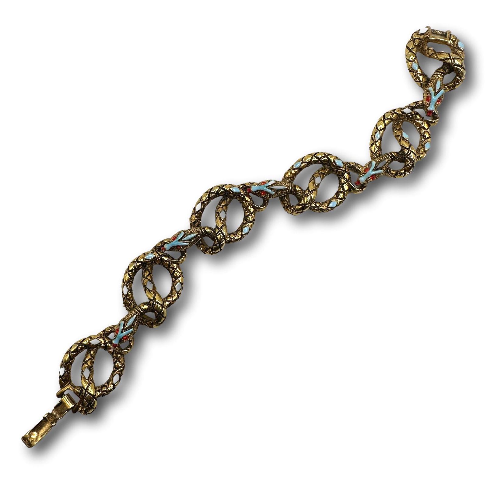 Vintage Signed ART Enamel Snake Bracelet 7 1/4" (1 of 7)