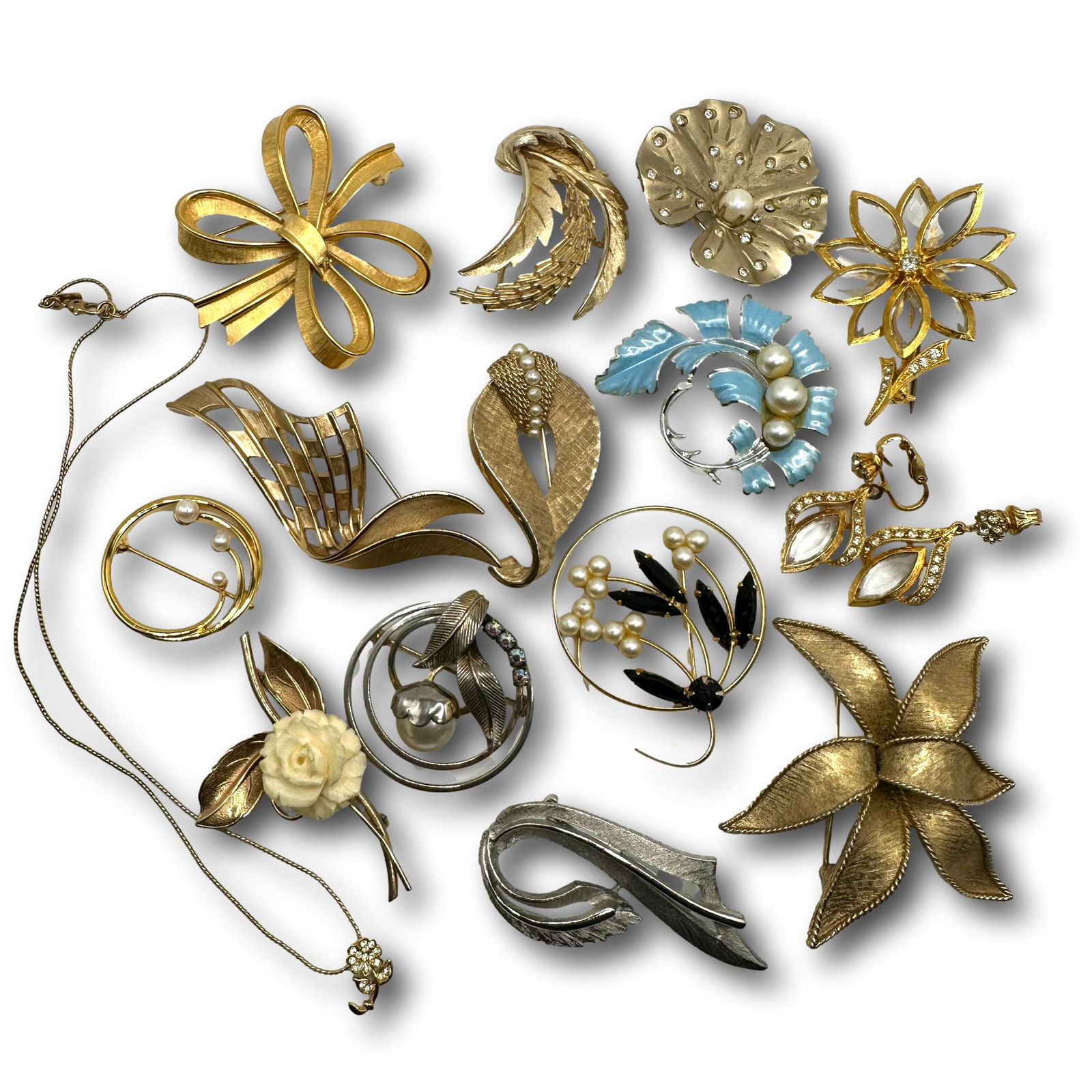 Emmons, Winard, Boucher, Trifari and Others: Not all pieces are marked. See photos for marked jewelry. Monet necklace measures 15". PICKUP AND SHIPPING Local pickup is available in Glenview, IL by appointment. The address will be provided on you