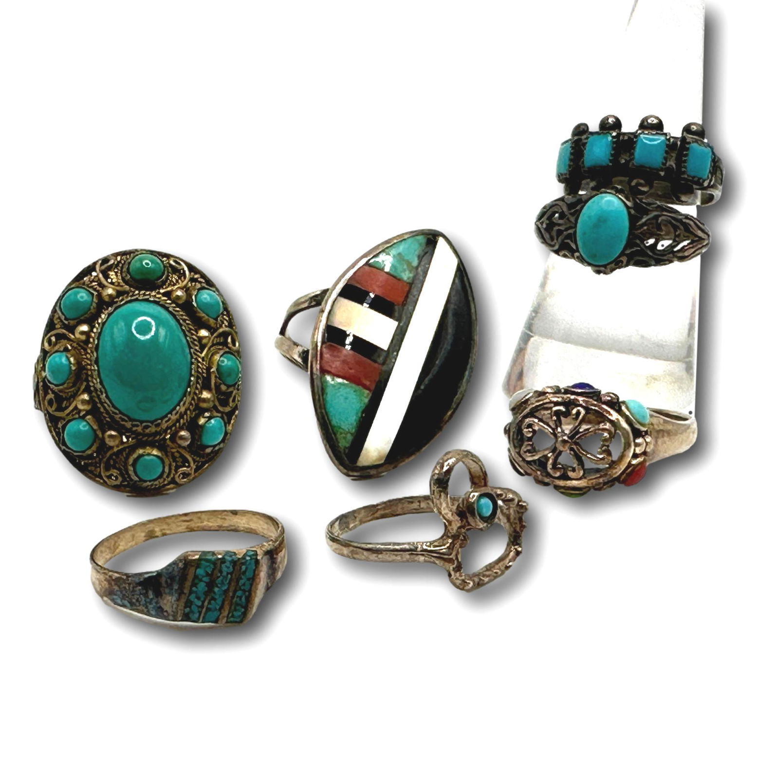 Mostly Sterling Silver Vintage Ring Assortment - Sizes 7-8 (1 of 3)