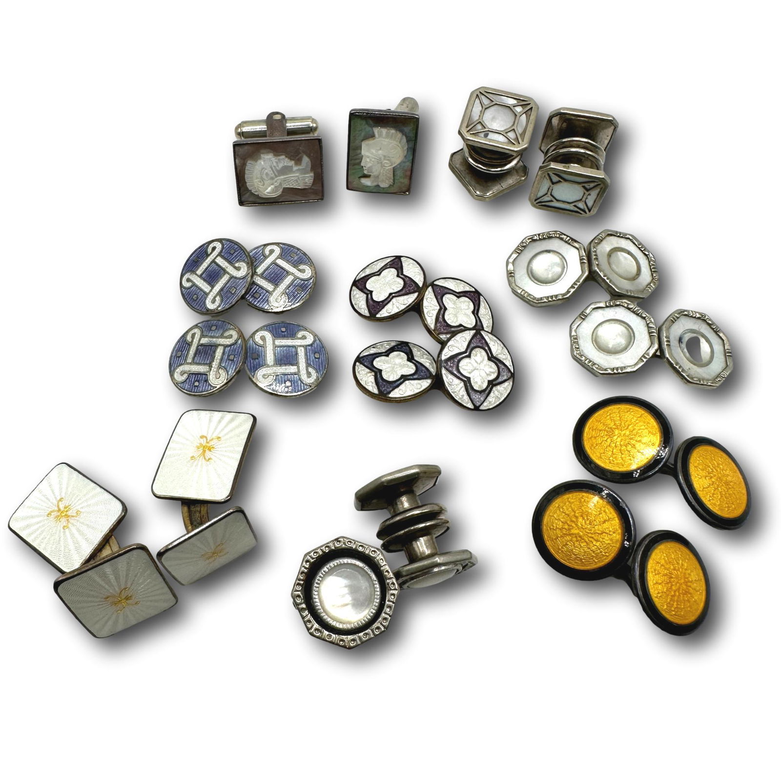 Sterling Silver Guilloche and Other Metals Cufflinks Assortment (1 of 9)