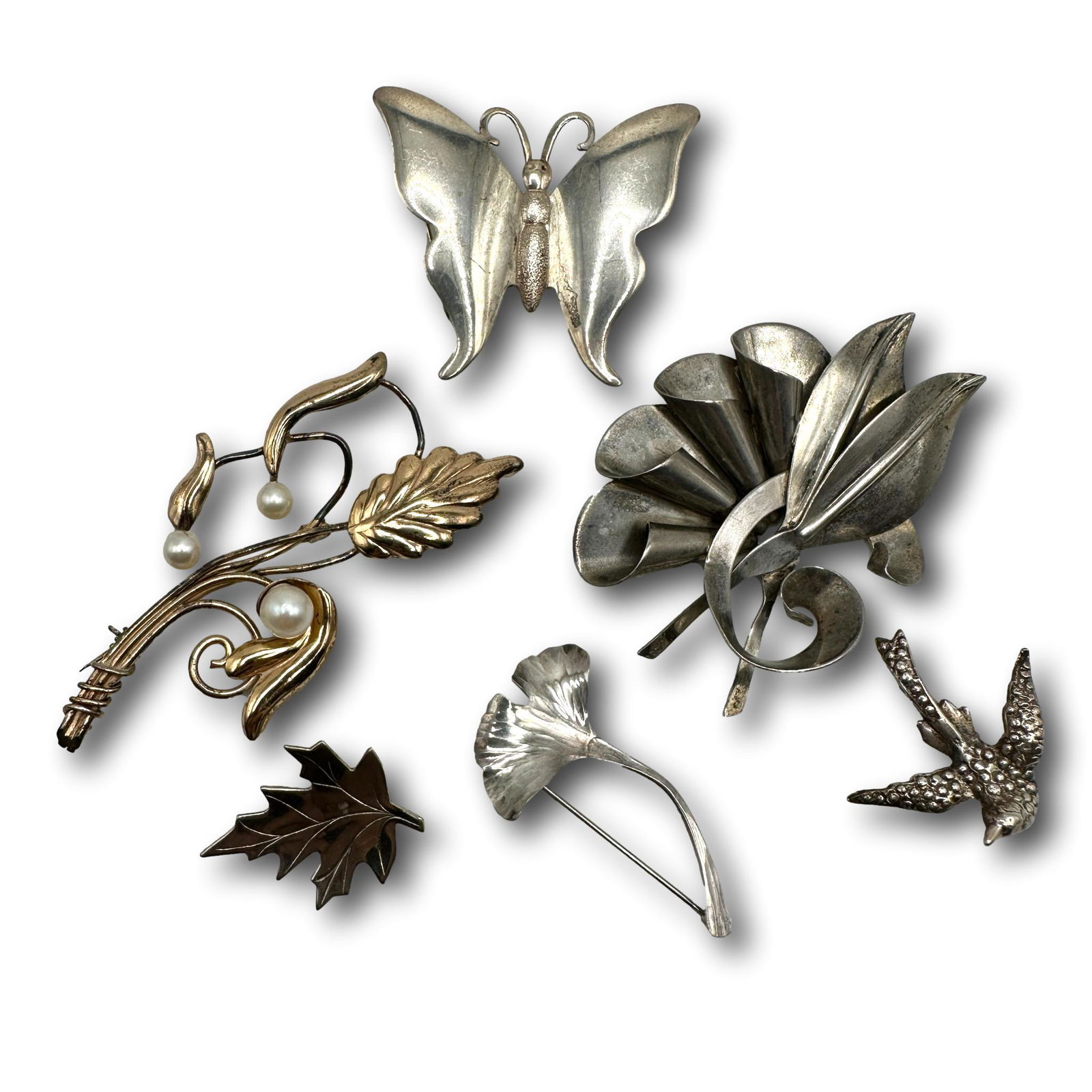 Three Sterling Silver Brooch Pin Assortment (1 of 6)